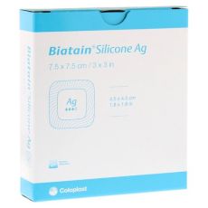 BIATAIN Silicone Ag Schaumverband 7,5x7,5 cm (PZN 03880711)