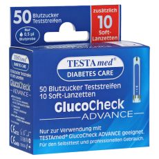 Testamed Glucocheck Advance 50 Teststreifen mit 10 Lanzetten (PZN 13331394)