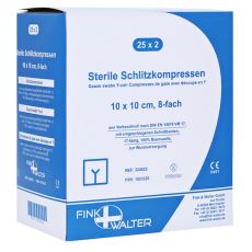 SCHLITZKOMPRESSEN 10x10 cm steril 8fach (PZN 01023322)