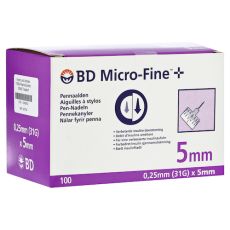 BD MICRO-FINE+ 5 Pen-Nadeln 0,25x5 mm 31 G (PZN 12569952)