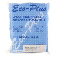 EINMAL WASCHHANDSCHUH Eco-Plus blau-weiß genäht (PZN 11237171)