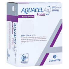 AQUACEL Ag Foam nicht adhäsiv 5x5 cm Verband (PZN 11857063)