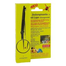 ZECKENPINZETTE Chirurgenstahl mit Lupe (PZN 01317319)