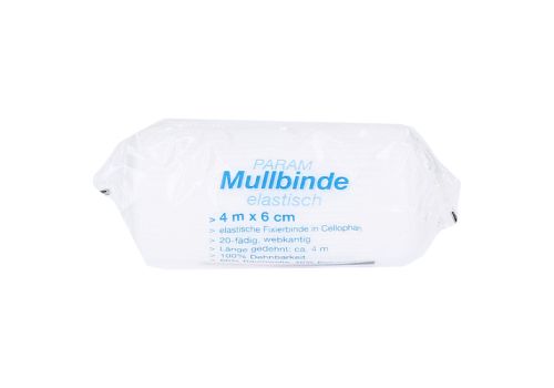Mullbinden elastisch 6 cm mit Cellophan – PZN 03855647 (PZN 03855647)