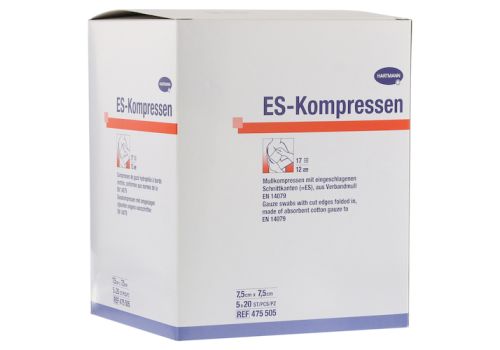 ES-KOMPRESSEN steril 7,5x7,5 cm 12fach Großpackung – PZN 06454096 (PZN 06454096)