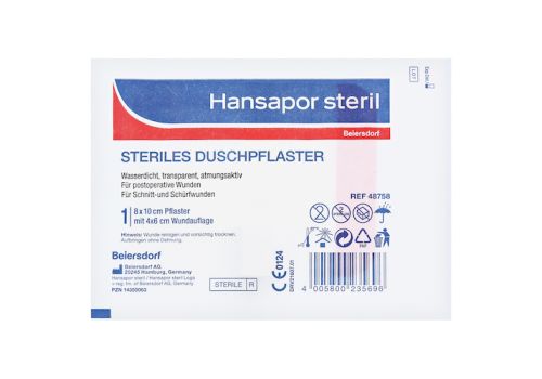 HANSAPOR steril Duschpflaster 8x10 cm – PZN 14350063 (PZN 14350063)
