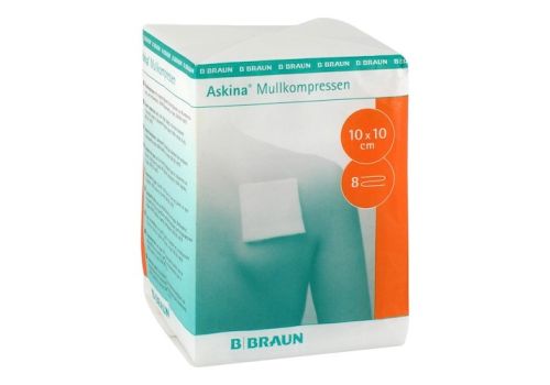 ASKINA Mullkompressen 10x10 cm unsteril 8fach – PZN 06874533 (PZN 06874533)