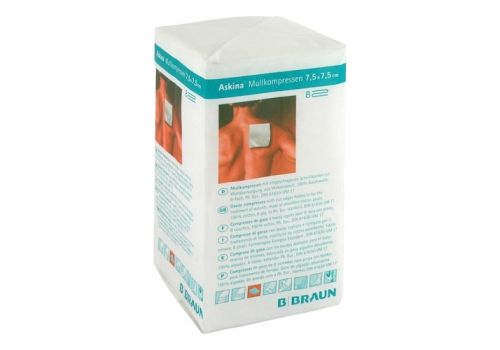 ASKINA Mullkompressen 7,5x7,5 cm unsteril 8fach – PZN 06874527 (PZN 06874527)
