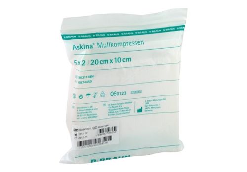 ASKINA Mullkompressen 10x20 cm steril – PZN 06874450 (PZN 06874450)