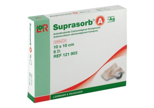 SUPRASORB A+Ag Antimik.Cal.Alginat Kompr.10x10 cm – PZN 07402196 (PZN 07402196)