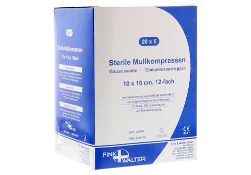 MULLKOMPRESSEN 10x10 cm steril 12fach – PZN 02143778 (PZN 02143778)