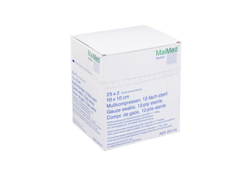MULLKOMPRESSEN 10x10 cm steril 12fach – PZN 02067362 (PZN 02067362)