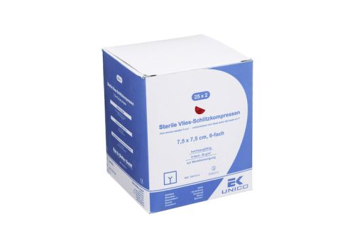VLIES-SCHLITZKOMPRESSEN 7,5x7,5 cm steril 6fach – PZN 07200506 (PZN 07200506)