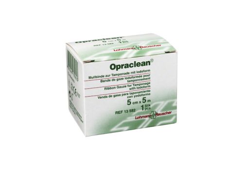 OPRACLEAN Mullbinde z.Tampon.m.Jodoform 5 cmx5 m – PZN 04436929 (PZN 04436929)