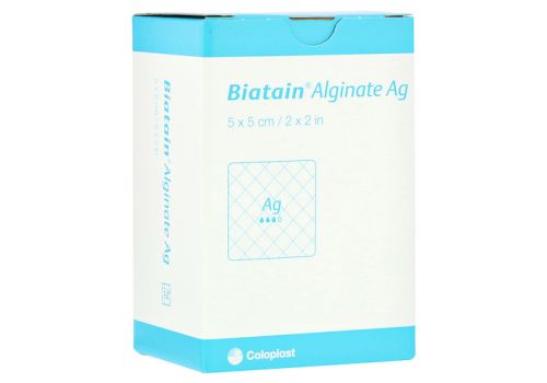 BIATAIN Alginate Ag Kompressen 5x5 cm mit Silber – PZN 01406431 (PZN 01406431)