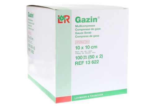 Gazin Mullkompressen 10x10 cm steril 8fach – PZN 03449060 (PZN 03449060)
