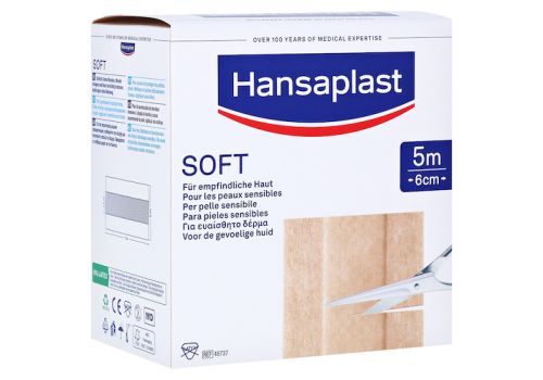 HANSAPLAST Soft Pflaster 6 cmx5 m Rolle – PZN 08861345 (PZN 08861345)