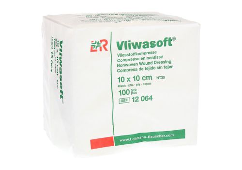 Vliwasoft Vlieskompressen 10x10 cm unsteril 4-lagig – PZN 03806933 (PZN 03806933)